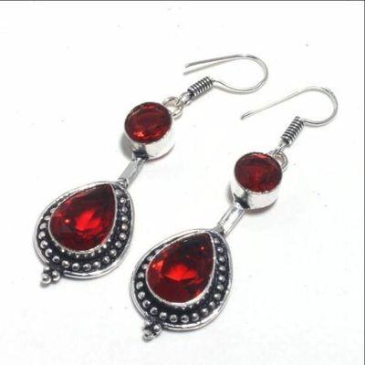 Gr 0823c boucles oreilles grenat 11gr 10x15mm achat vente bijou ethnique argent 925