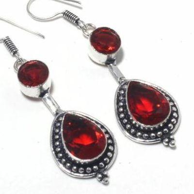 Gr 0823c boucles oreilles grenat 11gr 10x15mm achat vente bijou ethnique argent 925