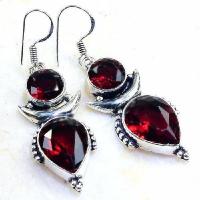 Gr 0861a boucles oreilles grenat 10gr 10x15mm vente bijou ethnique argent 925