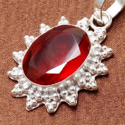 Gr 0862a pendentif pendant 45mm grenat 15x20mm argent