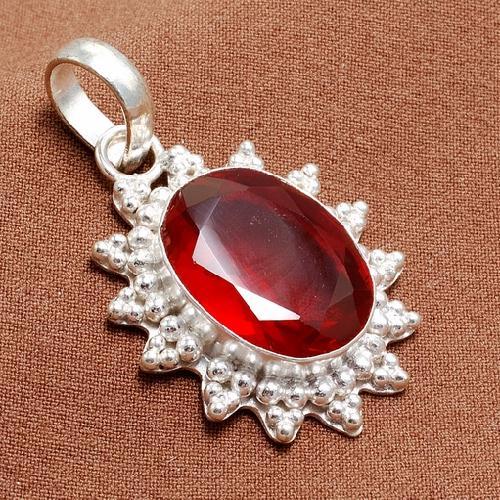 Gr 0862b pendentif pendant 45mm grenat 15x20mm argent