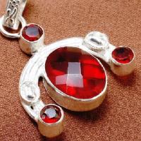 Gr 0863a pendentif pendant 45mm grenat 12x16mm argent