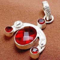 Gr 0863b pendentif pendant 45mm grenat 12x16mm argent