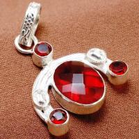 Gr 0863c pendentif pendant 45mm grenat 12x16mm argent