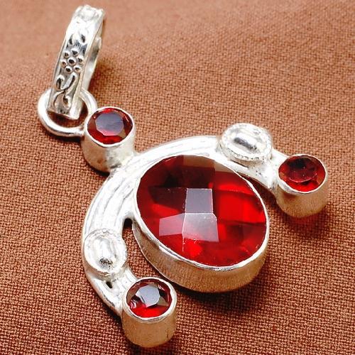 Gr 0863c pendentif pendant 45mm grenat 12x16mm argent