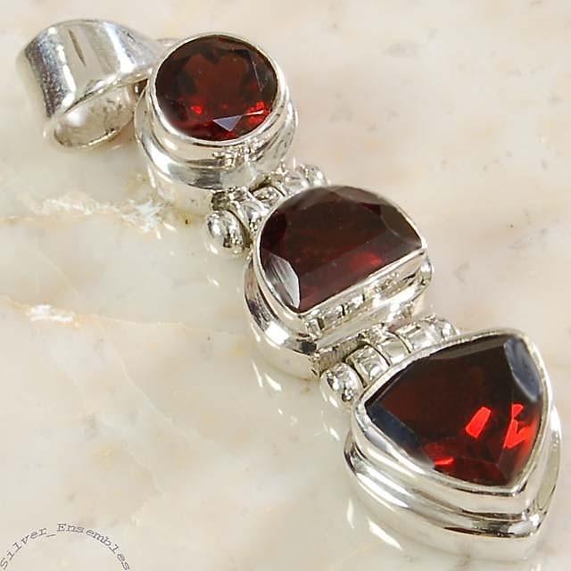 Gr 0869a pendentif pendant 45mm grenat 10mm argent