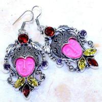 Gr 0872a boucles pendants oreilles bouddha grenat mozambique achat vente bijou argent 925