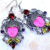 Gr 0872b boucles pendants oreilles bouddha grenat mozambique achat vente bijou argent 925