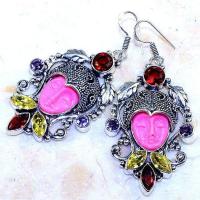 Gr 0872d boucles pendants oreilles bouddha grenat mozambique achat vente bijou argent 925