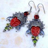 Gr 0873b boucles pendants oreilles bouddha grenat mozambique achat vente bijou argent 925