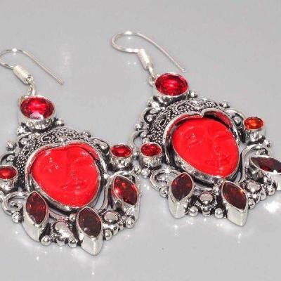 Gr 0874k boucles pendants oreilles bouddha grenat mozambique achat vente bijou argent 925