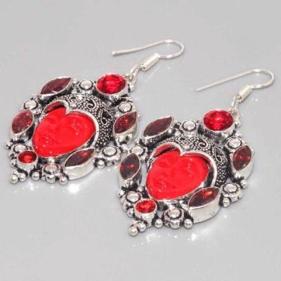 Gr 0875c boucles pendants oreilles bouddha grenat mozambique achat vente bijou argent 925