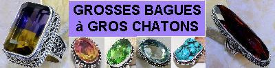 Grosses Bagues, Colliers, Pendants, Bracelets à Gros chatons en argent 925