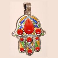 Hamsa kahmsa main fatima bijou oriental corail argent 926