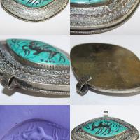 Int 034 pendentif antique afghan turquoise intaille zebu 1 