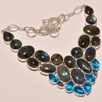 Lab 300a collier labradorite topaze bleue achat vente bijoux argent 925