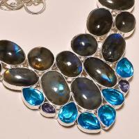 Lab 300b collier labradorite topaze bleue achat vente bijoux argent 925