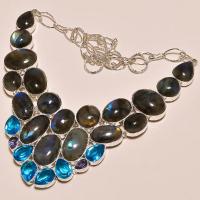 Lab 300c collier labradorite topaze bleue achat vente bijoux argent 925