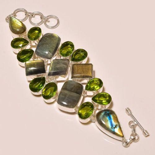 Lb 0106 bracelet labradorite peridot achat vente bijou argent 925 1