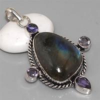 Lb 0530a pendentif labradorite amethyste achat vente argent 925