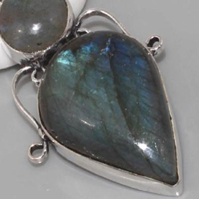 LB-0531 - Joli PENDENTIF PENDANT en LABRADORITE et Argent 925 - 60 carats 12 gr