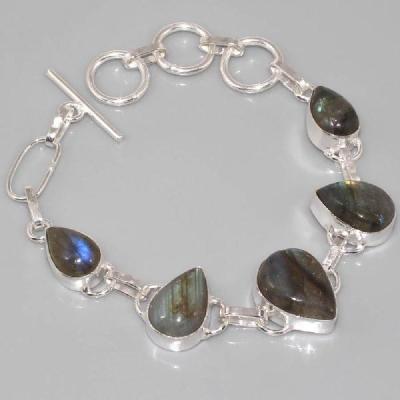 LB-0534 - Joli petit BRACELET en LABRADORITE et Argent 925 - 70 carats