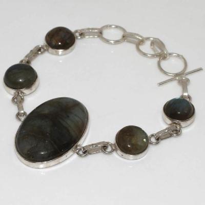 LB-0571 - joli BRACELET en LABRADORITE monture Argentée 925 - 95 carats