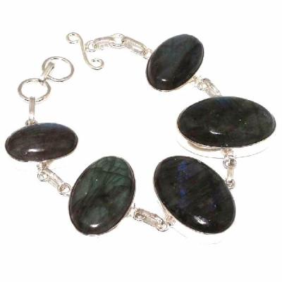 LB-0576 - joli BRACELET en LABRADORITE monture Argentée 925 - 200 carats