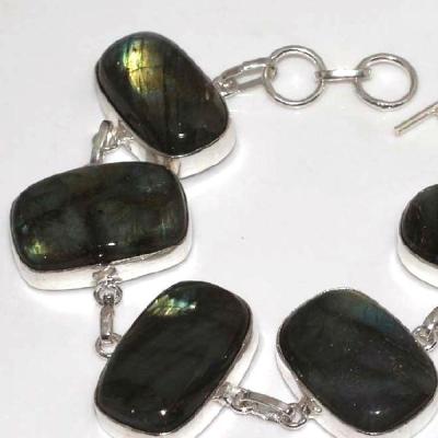 LB-0577 - joli BRACELET en LABRADORITE monture Argentée 925 - 220 carats