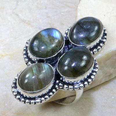 LB-0587 - longue et Belle BAGUE T 59 en LABRADORITE et Argent 925 - 80 carats 16 gr