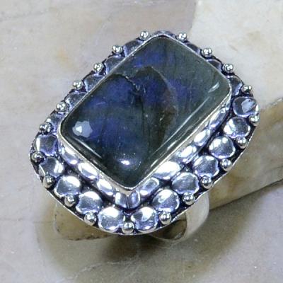 LB-0590 - Belle BAGUE T 57 en LABRADORITE et Argent 925 - 50 carats 10 gr