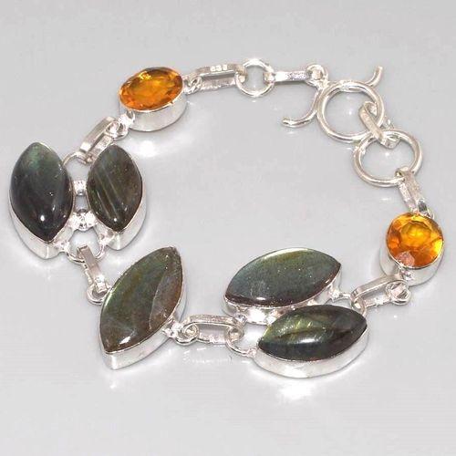 Lb 0602b bracelet labradorite citrine achat vente bijou argent 925