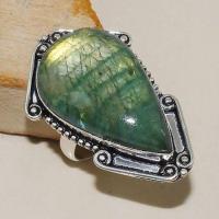 Lb 0668b bague chevaliere t61 labradorite verte achat vente bijou argent 925