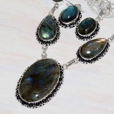 Lb 0716a collier boucles oreilles parure labradorite ethnique achat vente bijou argent 925