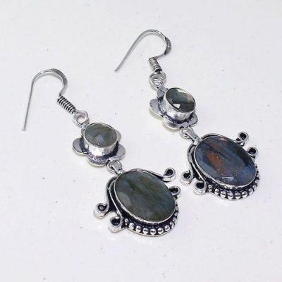 Lb 0734b boucles pendant oreilles paire 12gr labradorite bleue achat vente bijou argent 925