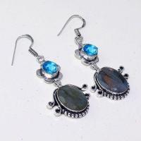 Lb 0734a boucles pendant oreilles paire 12gr labradorite bleue achat vente bijou argent 926