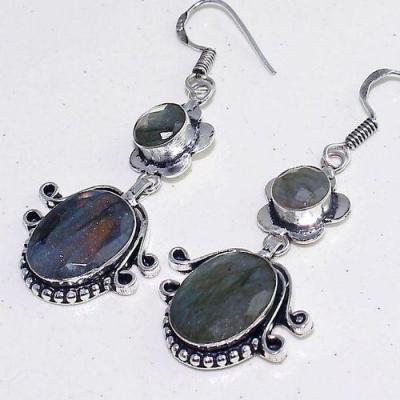 Lb 0734b boucles pendant oreilles paire 12gr labradorite bleue achat vente bijou argent 925