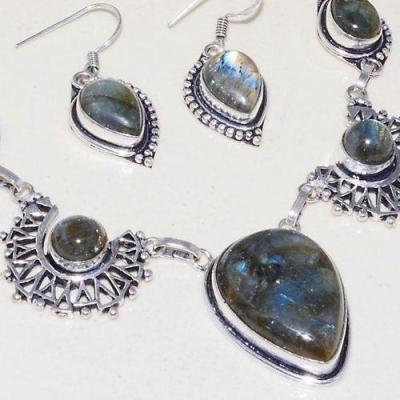 Lb 0737c collier boucles paire pendant oreilles 38gr labradorite achat vente bijou argent 925