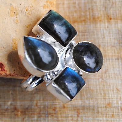 Lb 0790a bague chevaliere t57 labradorite 10gr 8x12mm achat vente bijou argent 925