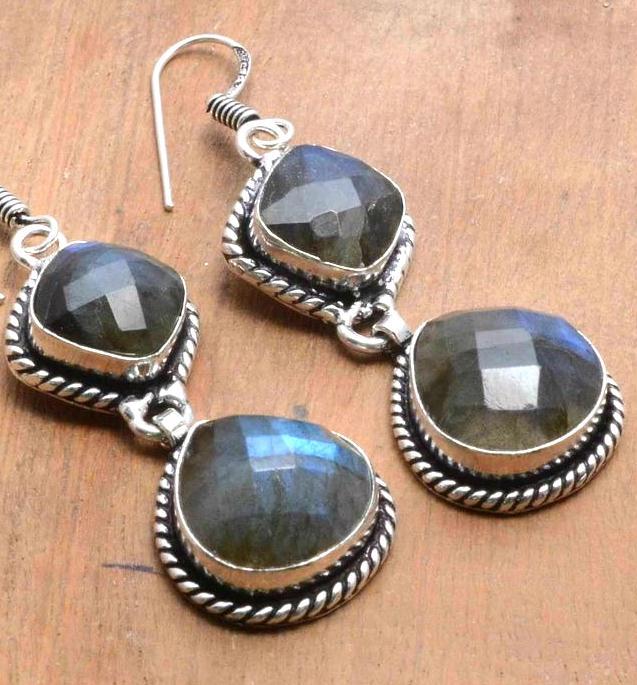 Lb 0800c boucles pendant oreilles 13gr paire labradorite achat vente bijou argent 925