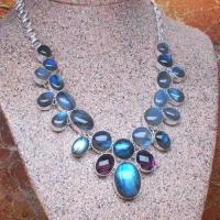 Lb 0802e collier parure labradorite amethyste 86gr argent925