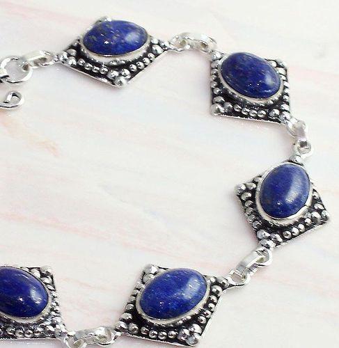 Lpc 031b bracelet 20gr lapis lazuli topaze 10x15a afghan bijou argent 925 achat vente