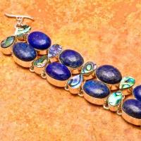 Lpc 033 bracelet lapis lazuli nacre shell 62gr 13x18mm argent 3 