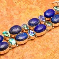 Lpc 033 bracelet lapis lazuli nacre shell 62gr 13x18mm argent 4 