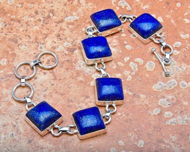 Lpc 034 bracelet lapis lazuli 32gr 14x14mm argent 1