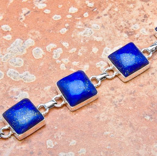 Lpc 034 bracelet lapis lazuli 32gr 14x14mm argent 4