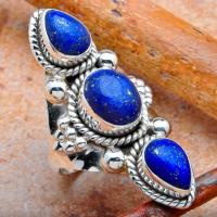 Lpc 035 bague ethnique tibetaine lapis lazuli t59 10gr argent 1
