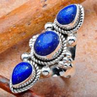 Lpc 035 bague ethnique tibetaine lapis lazuli t59 10gr argent 2