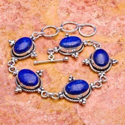 Lpc 036 braceletlapis lazuli bijou argent 925 10x15mm argent 2 