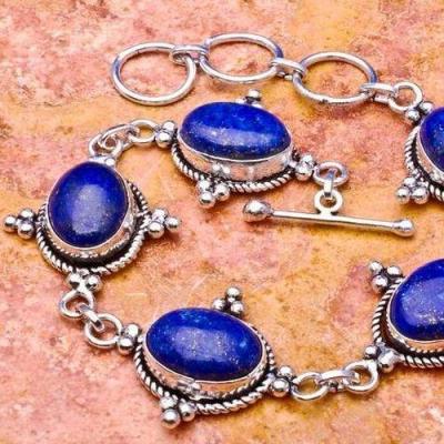 Lpc 036 braceletlapis lazuli bijou argent 925 10x15mm argent 2 